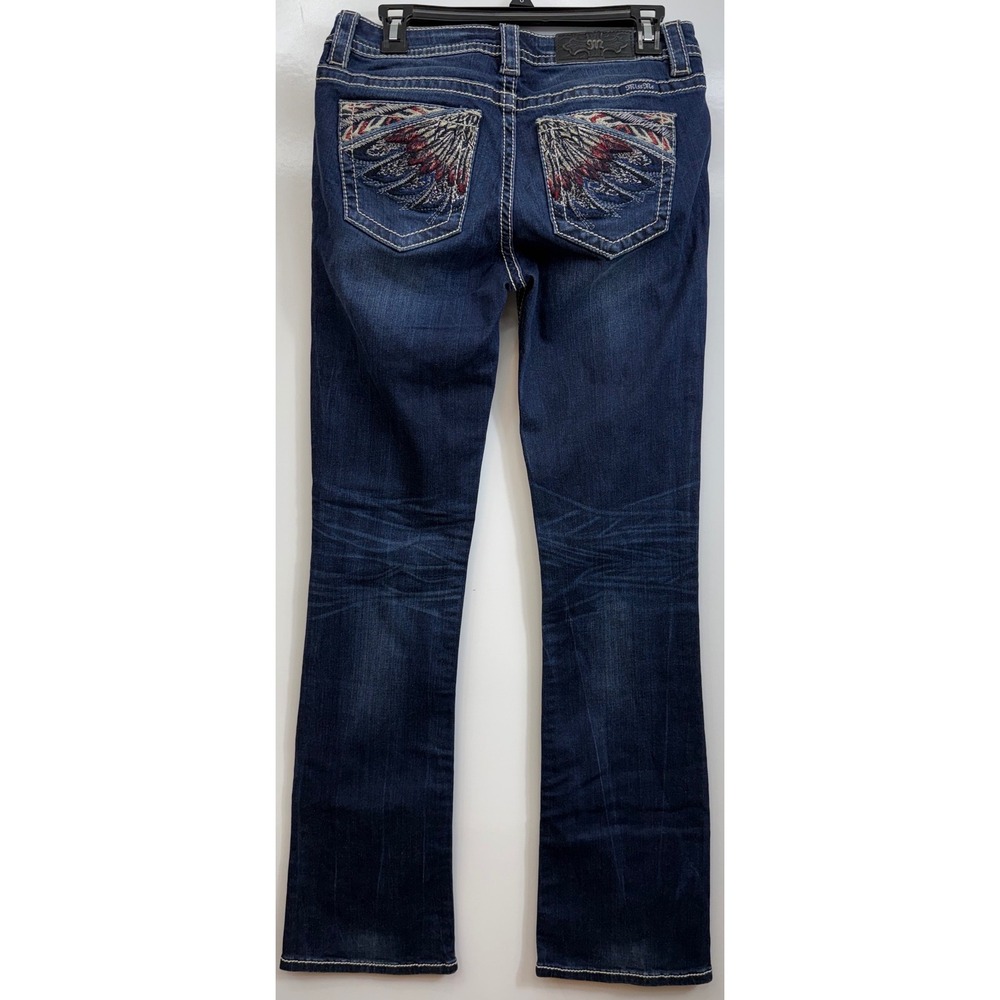 Miss Me Aztec Wing Boot Jeans 29‎ Dark Wash Embroidered NWT
